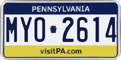 PA license plate MYO2614