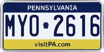 PA license plate MYO2616