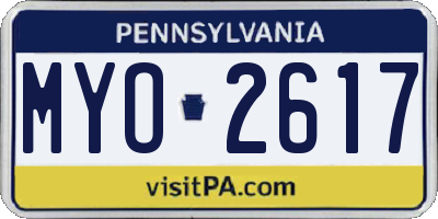 PA license plate MYO2617