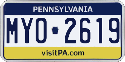 PA license plate MYO2619