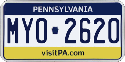 PA license plate MYO2620