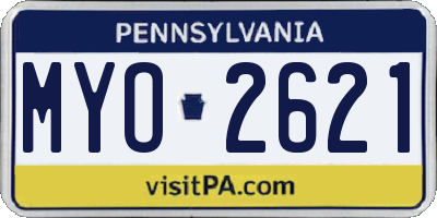 PA license plate MYO2621