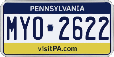 PA license plate MYO2622