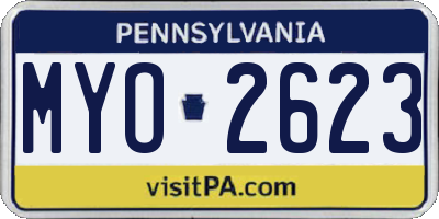 PA license plate MYO2623