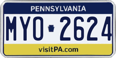 PA license plate MYO2624