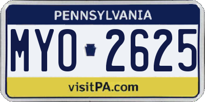 PA license plate MYO2625