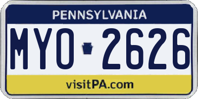 PA license plate MYO2626