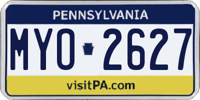 PA license plate MYO2627