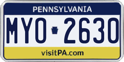 PA license plate MYO2630