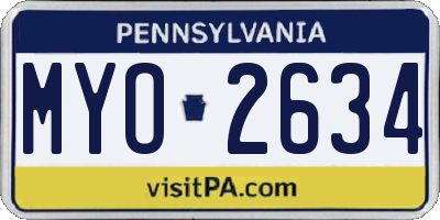 PA license plate MYO2634