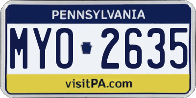 PA license plate MYO2635