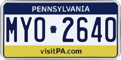 PA license plate MYO2640