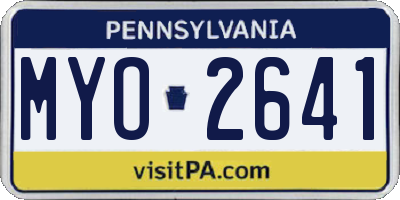 PA license plate MYO2641