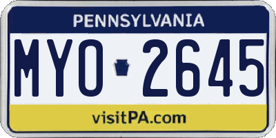 PA license plate MYO2645