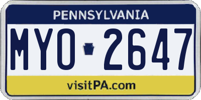 PA license plate MYO2647