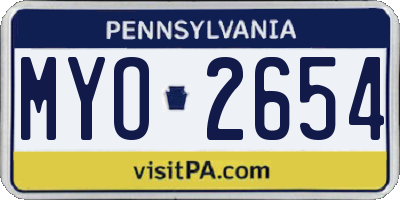 PA license plate MYO2654