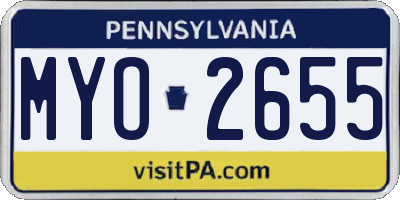 PA license plate MYO2655