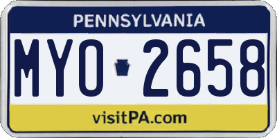 PA license plate MYO2658