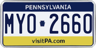 PA license plate MYO2660