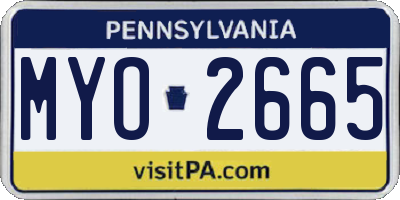 PA license plate MYO2665