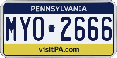 PA license plate MYO2666