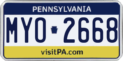 PA license plate MYO2668