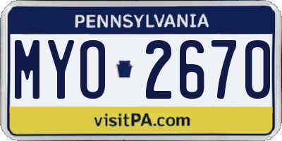 PA license plate MYO2670