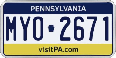 PA license plate MYO2671