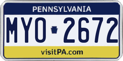 PA license plate MYO2672