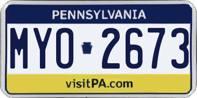 PA license plate MYO2673