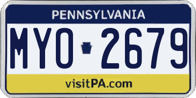 PA license plate MYO2679