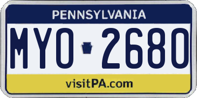 PA license plate MYO2680