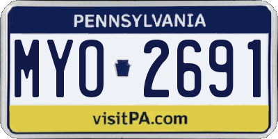 PA license plate MYO2691