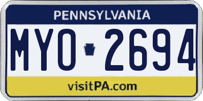 PA license plate MYO2694