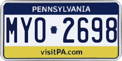 PA license plate MYO2698