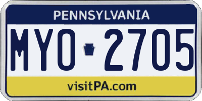 PA license plate MYO2705