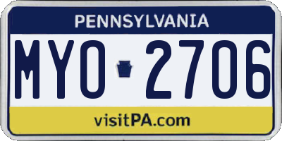 PA license plate MYO2706
