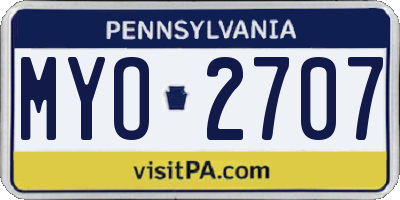 PA license plate MYO2707