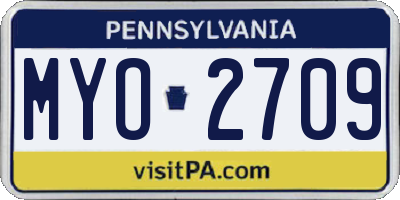 PA license plate MYO2709