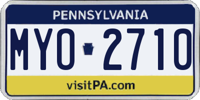 PA license plate MYO2710