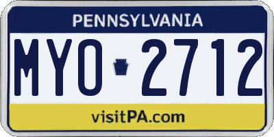 PA license plate MYO2712