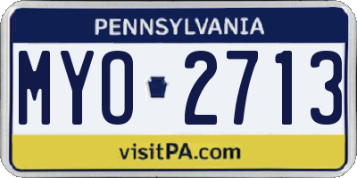PA license plate MYO2713