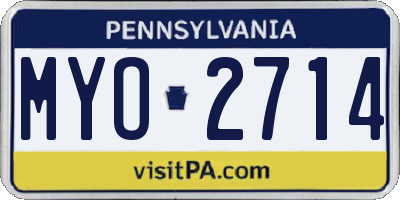 PA license plate MYO2714