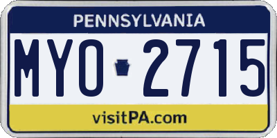 PA license plate MYO2715