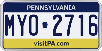 PA license plate MYO2716