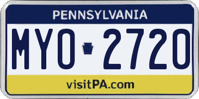 PA license plate MYO2720