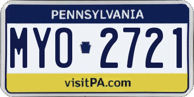PA license plate MYO2721