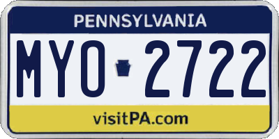 PA license plate MYO2722