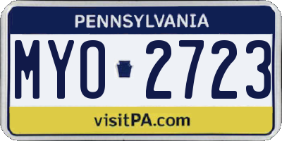 PA license plate MYO2723