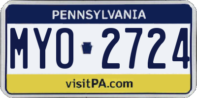 PA license plate MYO2724